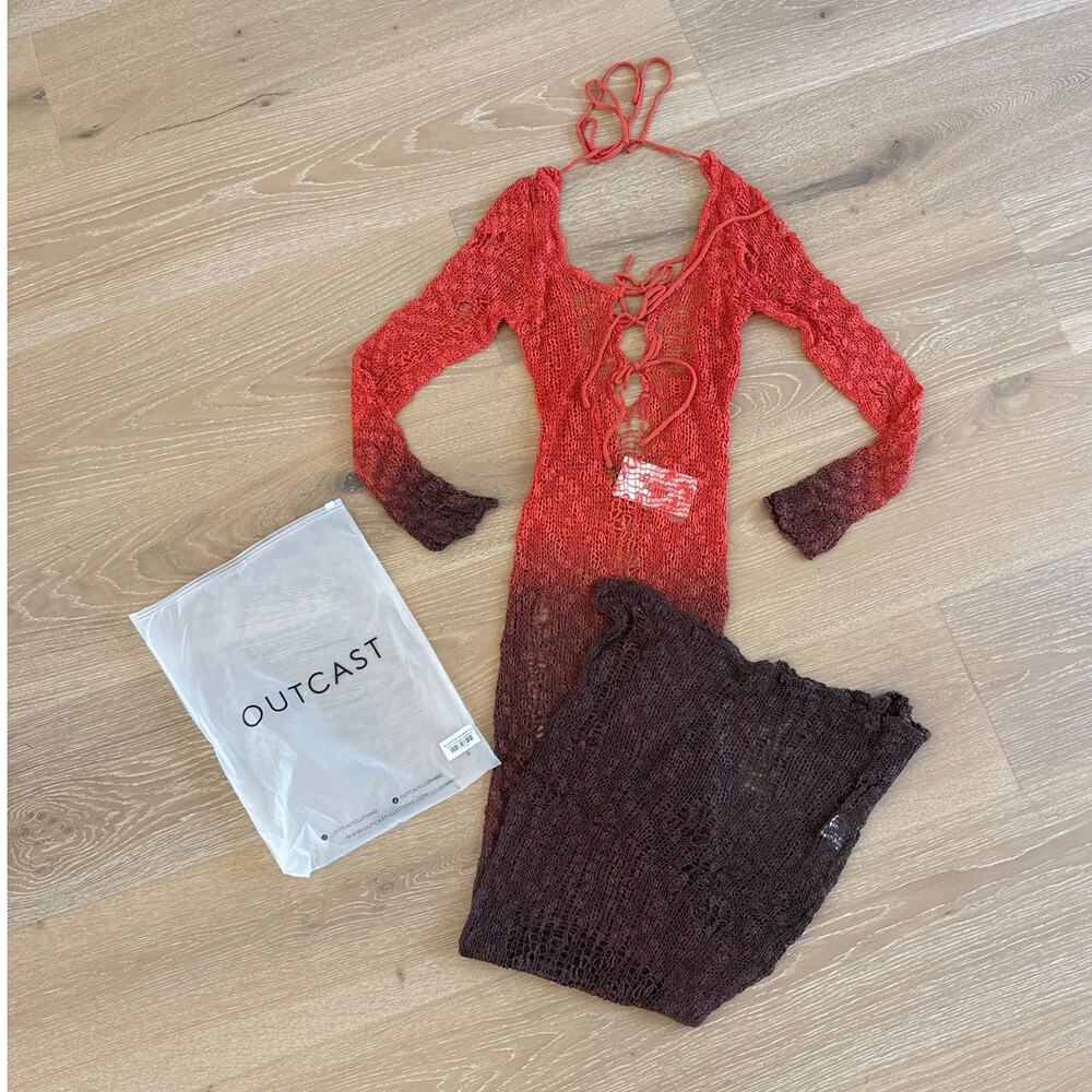 Outcast Maxi dress Long Sleeves Knit Dixie Ombre Orange Brown